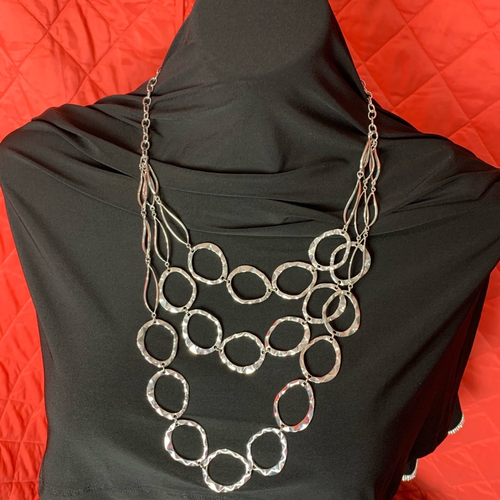 Multi Layer Silver Look Necklace - image 1